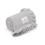 Kocyk z falbanką light grey bambusowy