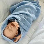 Otulacz merino ryż błękit - LULLALOVE 2 Kocyk-otulacz merino ryż