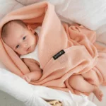 Otulacz merino ryż błękit - LULLALOVE 4 Kocyk-otulacz merino ryż