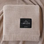 Bambusowy koc klasyczny karmelowy beż