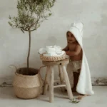 Bambusowy ręcznik bear dusty blue - My Memi 4 Bambusowy ręcznik cream