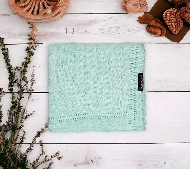 Kocyk ażurowy daisy mięta Kocyk ażurowy daisy mięta