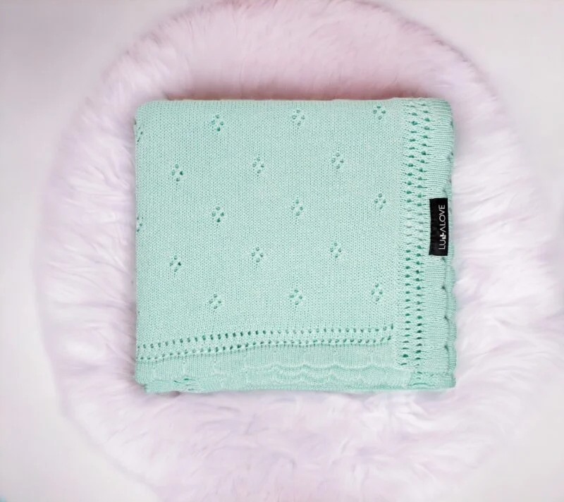 Kocyk ażurowy daisy mięta Kocyk ażurowy daisy mięta