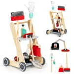 Drewniany zestaw do sprzątania wózek xxl - ECOTOYS 1 Drewniany zestaw do sprzątania wózek xxl odkurzacz ECOTOYS
