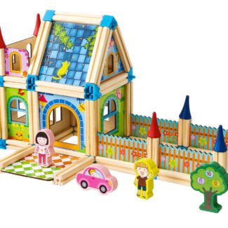 Drewniane klocki konstrukcyjne budowanie domek 6w1 ECOTOYS