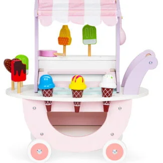 Drewniany wózek lodziarnia dla dzieci sklep 12 elementów ECOTOYS