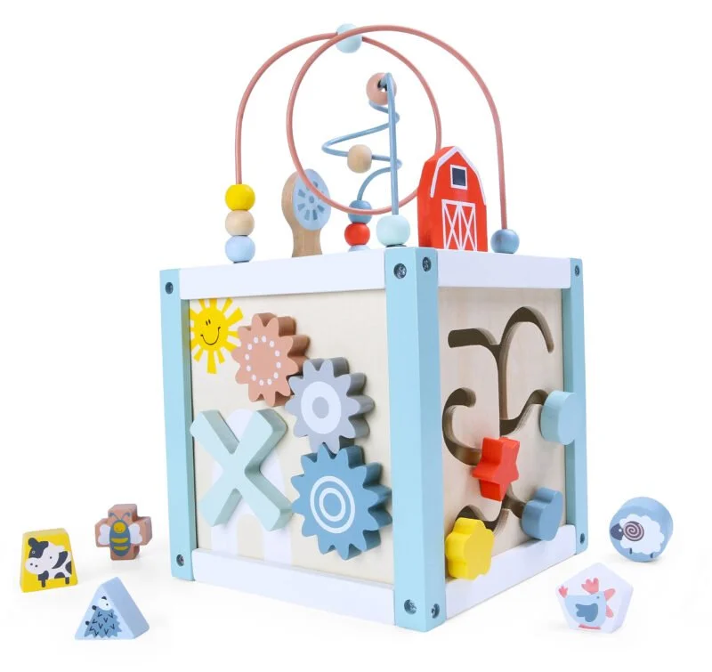 Drewniana kostka edukacyjna sorter +klocki ECOTOYS Drewniana kostka edukacyjna sorter +klocki ECOTOYS