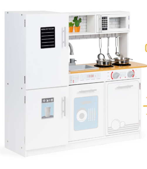 Drewniana kuchnia dla dzieci światło led + garnki ECOTOYS