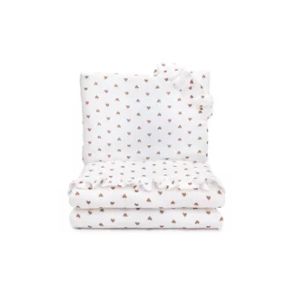 Pościel muślinowa z wypełnieniem 80x100 serduszka