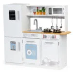 Drewniana kuchnia dla dzieci światło led + garnki - ECOTOYS 3 3 355