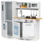 Drewniana kuchnia dla dzieci światło led + garnki - ECOTOYS 4 4 345