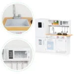 Drewniana kuchnia dla dzieci światło led + garnki - ECOTOYS 5 5 344