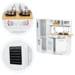 Drewniana kuchnia dla dzieci światło led + garnki - ECOTOYS 6 6 254