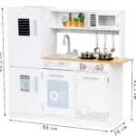Drewniana kuchnia dla dzieci światło led + garnki - ECOTOYS 7 7 215