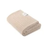 Kocyk ze 100% wełny merino warm beige w prążek