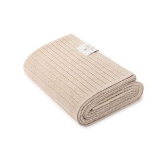 Kocyk ze 100% wełny merino warm beige w prążek