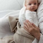 Kocyk ze 100% wełny merino warm beige w prążek