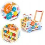 Drewniany pchacz edukacyjny 2w1 kostka - ECOTOYS 7 7