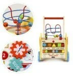 Drewniany pchacz edukacyjny 2w1 kostka - ECOTOYS 8 8