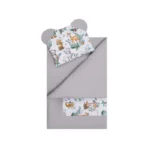 Komplet pościeli leśne zwierzaki wafel szary - BOCIOLAND 1 Komplet pościeli leśne zwierzaki wafel szary