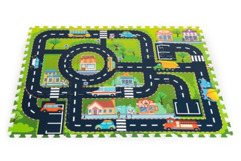 Mata piankowa dla dzieci puzzle miasto ulice drogi IPLAY