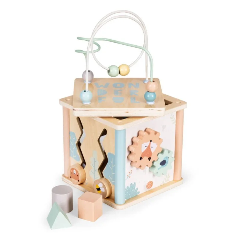 Drewniana kostka edukacyjna sorter klocki ECOTOYS Drewniana kostka edukacyjna sorter klocki ECOTOYS