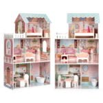 Duży domek dla lalek z kompletem mebelków ECOTOYS