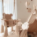 Huśtawka drewniana + pasy Dark Gray Baby Steps