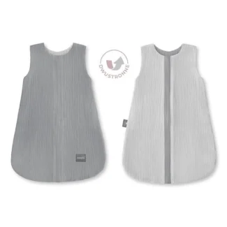 Dwustronny Śpiworek Muślinowy (0-4m) Dark Grey - Sleepee