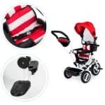 Rower trójkołowy daszek wytrzymałe koła czerwony - ECOTOYS 5 5 11