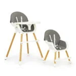 Krzesełko do karmienia dzieci szare - ECOTOYS 1 Fotelik krzesełko do karmienia dzieci wielofunkcyjne 2w1 szare ECOTOYS