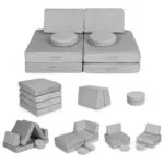 Sofa duża dla dzieci DIY 8 miękkich poduch szara - ECOTOYS 1 Sofa modułowa duża składana dla dzieci DIY 8 miękkich poduch - szara ECOTOYS