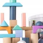 Drewniane klocki 100 szt wiaderko + sorter - ECOTOYS 10 10 6