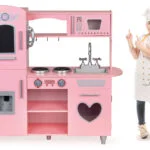 Duża drewniana kuchnia dla dzieci różowa - ECOTOYS 2 2 16
