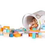 Drewniane klocki 100 szt wiaderko + sorter - ECOTOYS 3 3 10