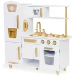 Kuchnia dla dzieci drewniana duża biało złota - ECOTOYS 3 3 14