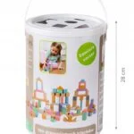 Drewniane klocki 100 szt wiaderko + sorter - ECOTOYS 5 5 10