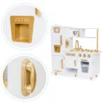 Kuchnia dla dzieci drewniana duża biało złota - ECOTOYS 6 6 12