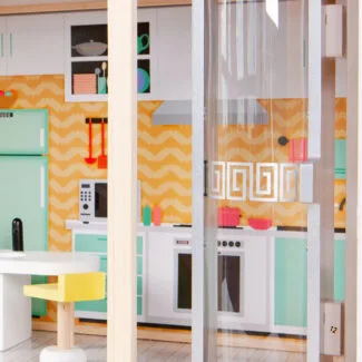 Duży domek drewniany dla lalek z ruchomą windą - ECOTOYS - obrazek 4