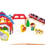 Drewniana kolejka tor pociąg na baterie - ECOTOYS 6 6 25