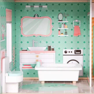 Duży domek drewniany dla lalek z ruchomą windą - ECOTOYS - obrazek 7