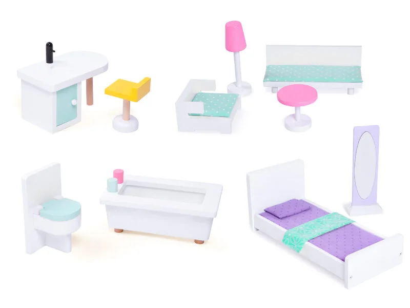 Duży domek drewniany dla lalek z ruchomą windą - ECOTOYS