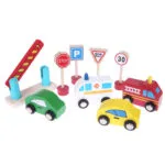 Drewniany garaż tor z windą + autka - ECOTOYS 4 4