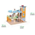 Drewniany garaż tor z windą + autka - ECOTOYS 5 5