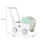 Drewniany wózek dla lalek pchacz serce - ECOTOYS 12 5 5
