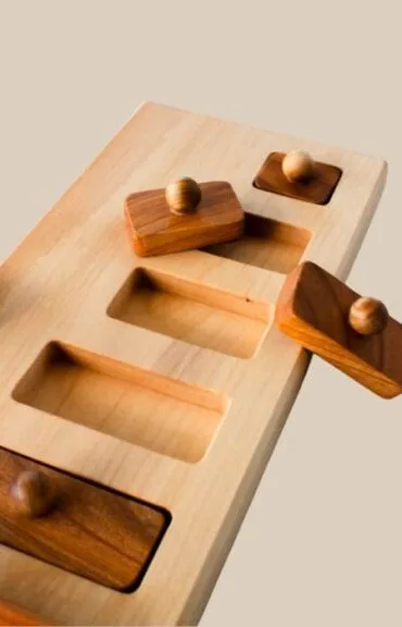 Drewniana układanka puzzle klocki długie i krótkie