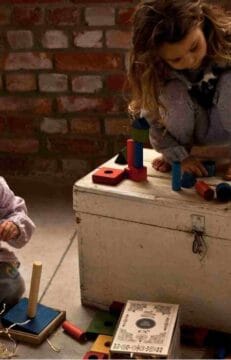 Drewniane klocki w skrzynce 54el