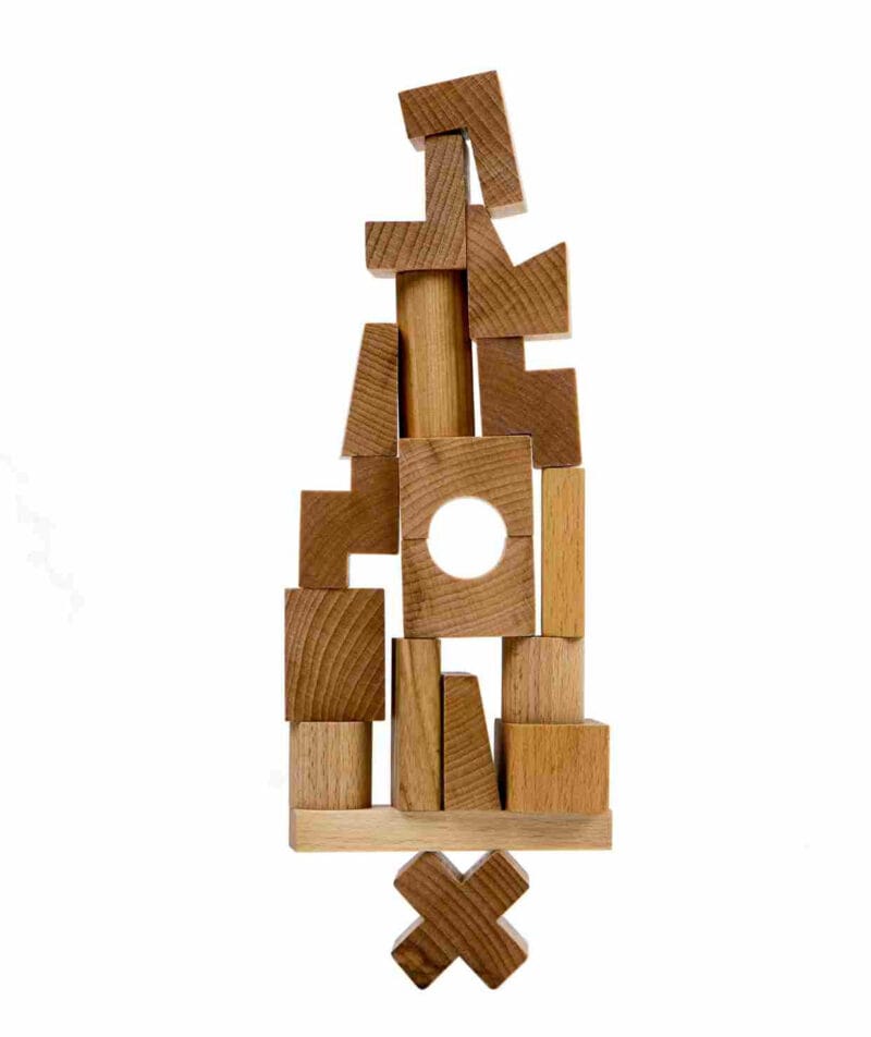 Drewniana układanka wieża naturalna