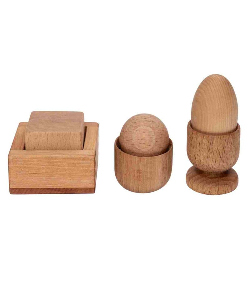 Zestaw Montessori jajko, kula i kwadrat Wooden Story