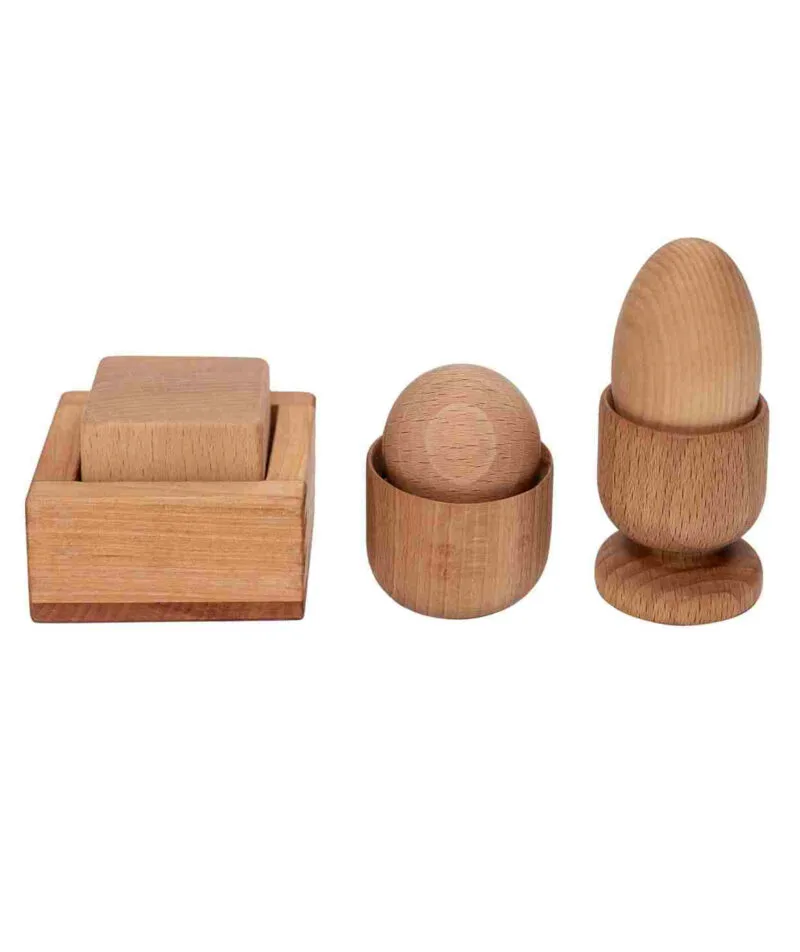 Zestaw Montessori jajko, kula i kwadrat Wooden Story